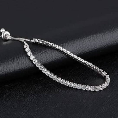Round Cut Swarovski Elements Crystal Adjustable Tennis Bracelet