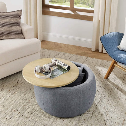 Round Storage Ottoman Coffee Table