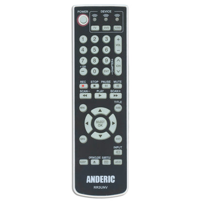 Anderic RR3UNV 3-Device Universal Remote Control for TV/DVD/VCR/Cable/Sat/Audio with Learning