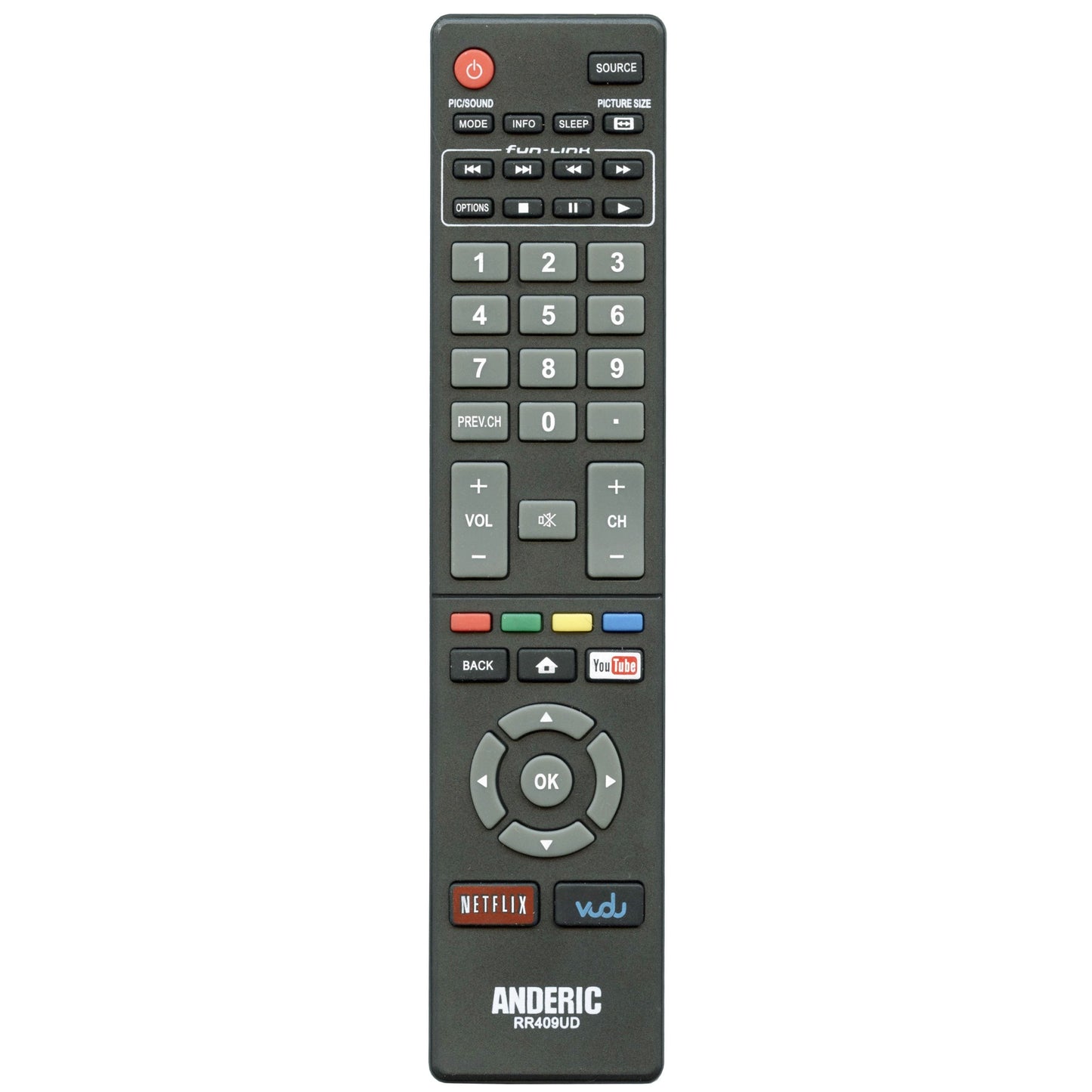 Sanyo NH427UD Smart TV Remote Control | Youtube | Netflix | Vudu - NH427UD