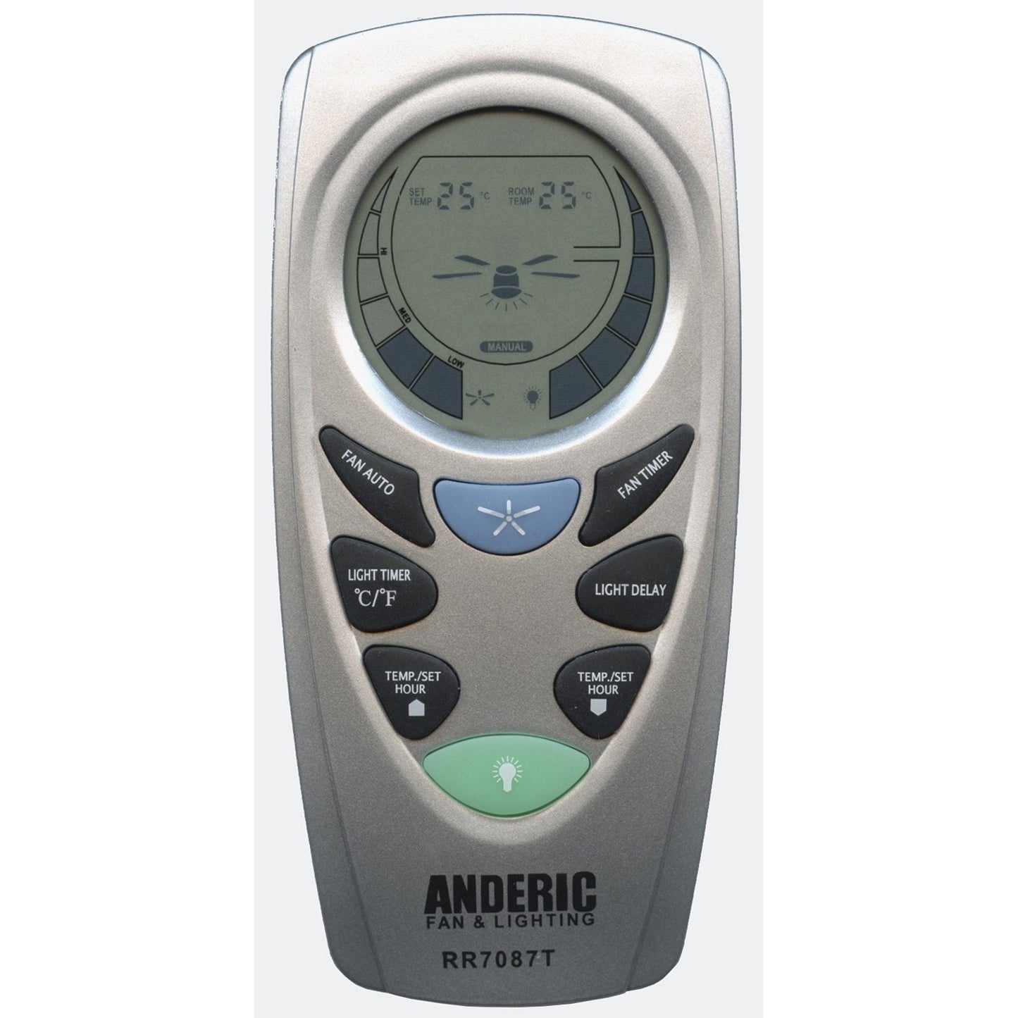 Anderic RR7087T Replacement Thermostatic Ceiling Fan Remote Control with Fan Timer Key | CHQ7087T
