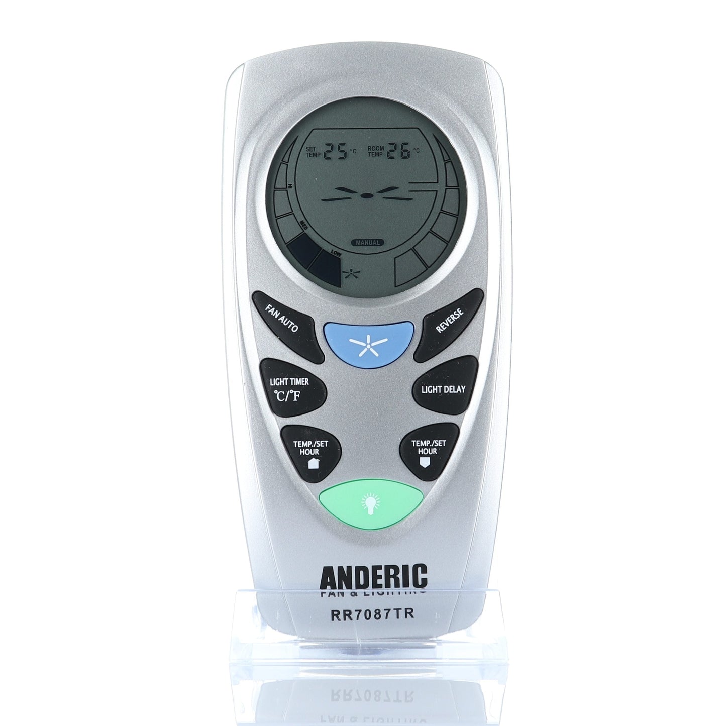 Anderic RR7087TR Replacement Thermostatic Ceiling Fan Remote Control with Reverse Key - CHQ7087T