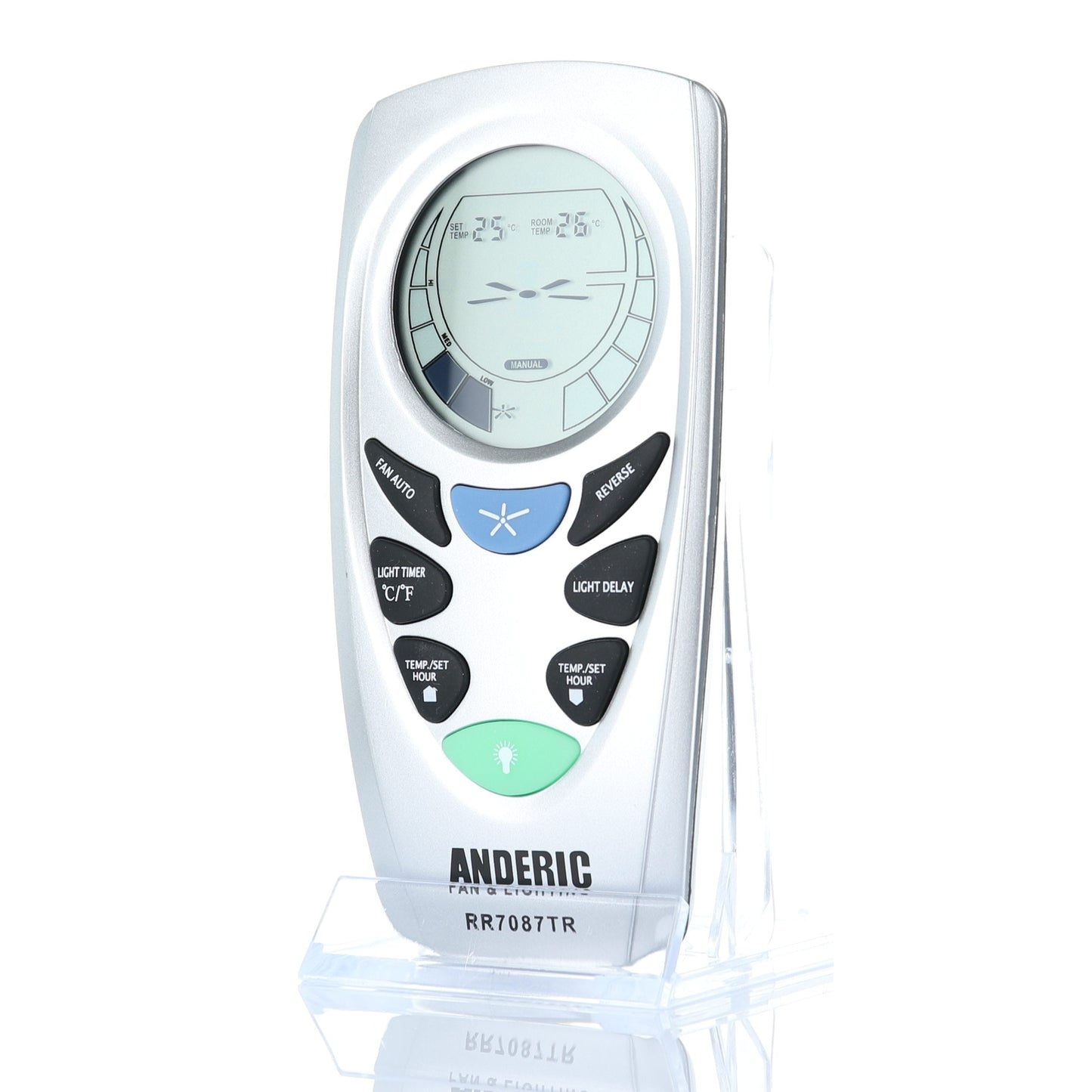 Anderic RR7087TR Replacement Thermostatic Ceiling Fan Remote Control with Reverse Key - CHQ7087T