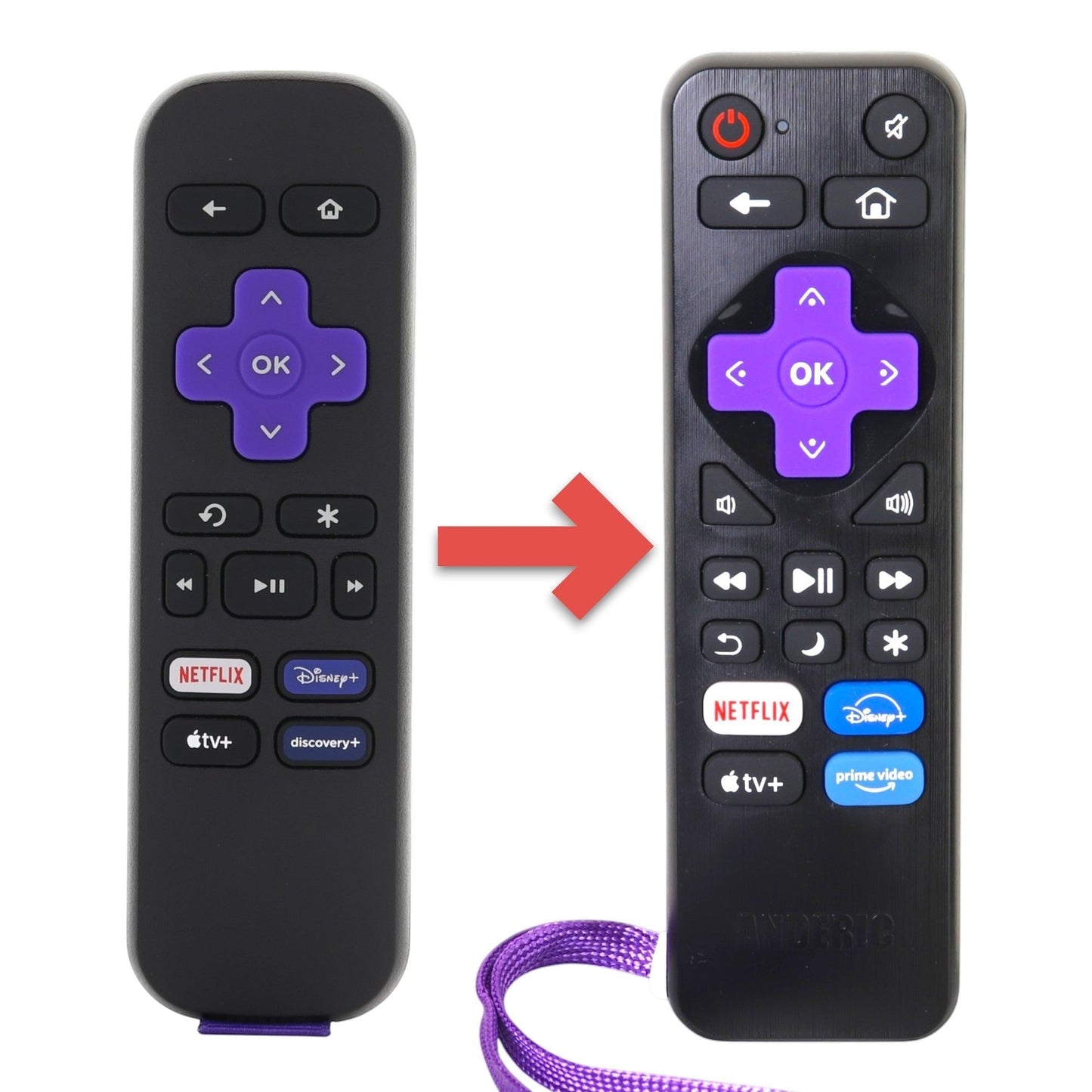 Substitute for Roku RC-ALIR EXPRESS Streaming Remote Control 3226001237 [RRST01]
