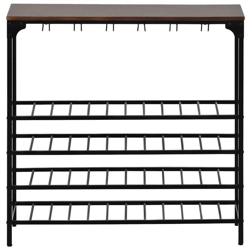 Rustic 40 Bottles Metal Floor Free Standing Wine Rack Table