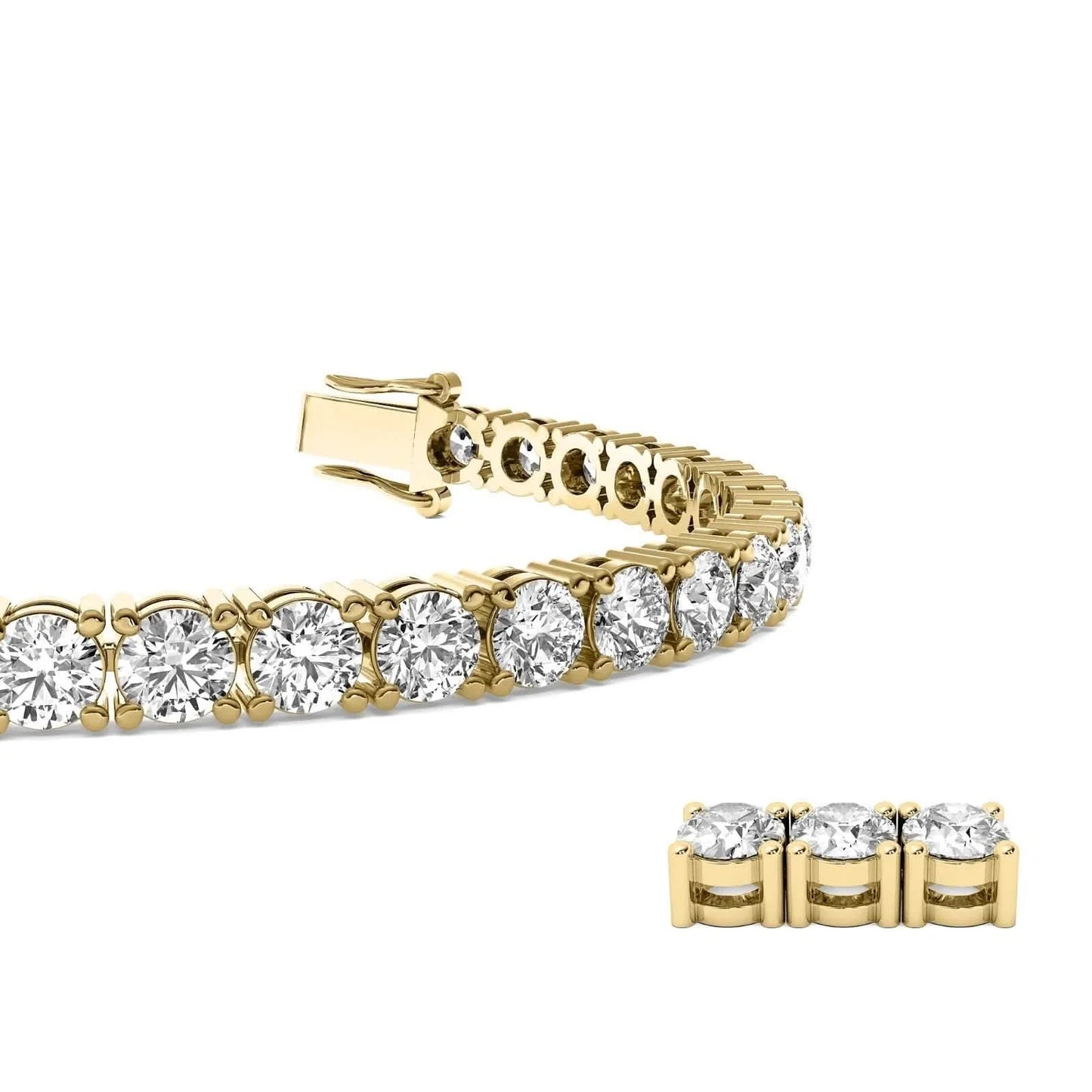 4.00 CT G/VS1 Round Cut Lab Grown Diamond Tennis Bracelet in 14k Yellow Gold