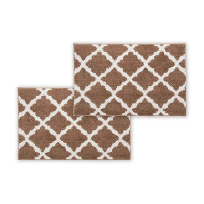 Bibb Home 1-2 Pack Trellis Micro Shag Bath Rugs 20"x 32"