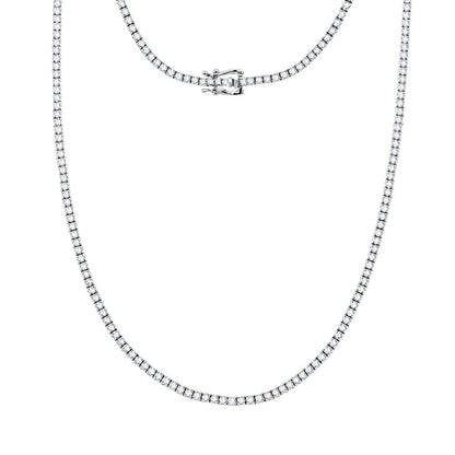 Ct Round Certified Lab Grown Diamond 14K Solid Gold Women’s Tennis Necklace (18")
