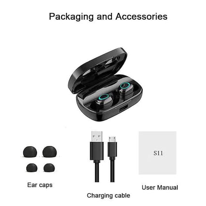 S11 True Wireless Headphones TWS Earbuds Bluetooth 4.0 Stereo Dual Drivers with Microphone