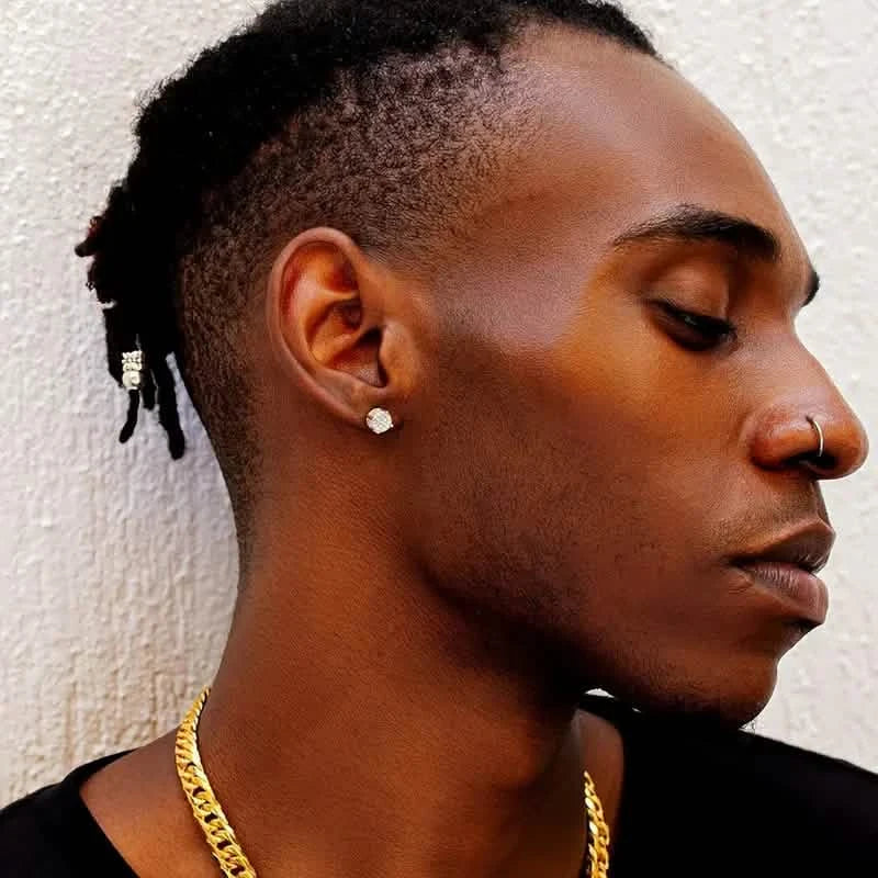 S925 Silver Hip-hop Men's Earrings With Synthetic Zirconia Micro-setting Color Plating Round Earrings