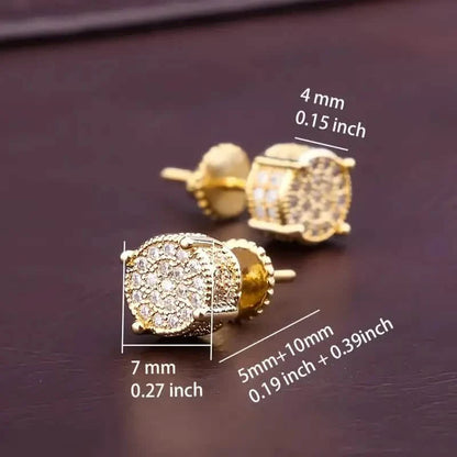 S925 Silver Hip-hop Men's Earrings With Synthetic Zirconia Micro-setting Color Plating Round Earrings