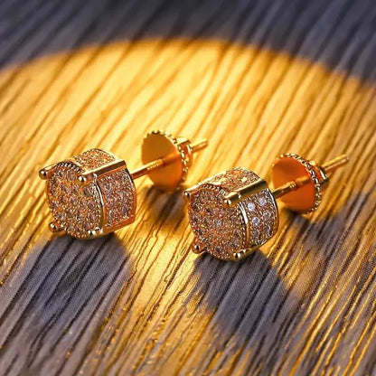 S925 Silver Hip-hop Men's Earrings With Synthetic Zirconia Micro-setting Color Plating Round Earrings