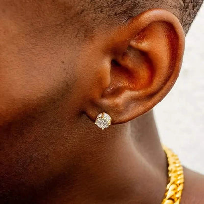 S925 Silver Hip-hop Men's Earrings With Synthetic Zirconia Micro-setting Color Plating Round Earrings