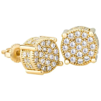 S925 Silver Hip-hop Men's Earrings With Synthetic Zirconia Micro-setting Color Plating Round Earrings