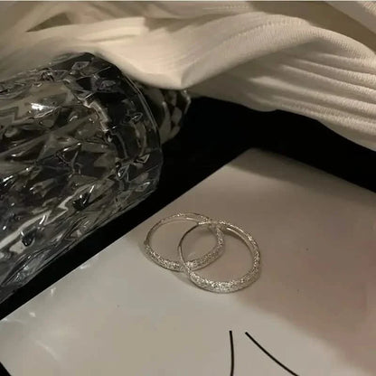 S925 Sterling Silver Sparkling Starry River Hoop Earrings