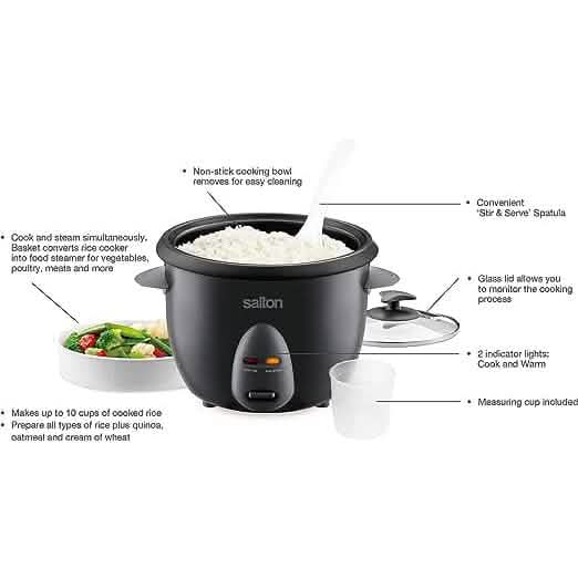 Salton Automatic Rice Cooker & Steamer - 10 Cup