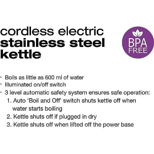 Salton Cordless Electric Stainless Steel Kettle