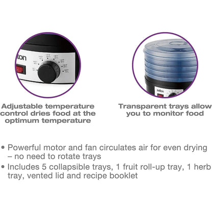 Salton Electric Food Dehydrator with Adjustable Temperature Control