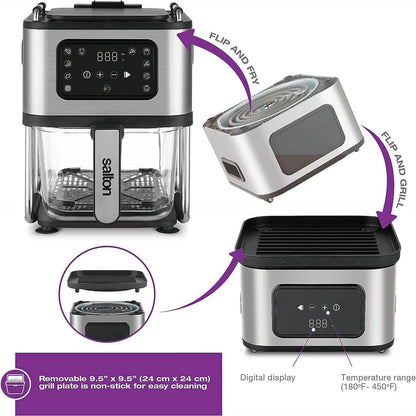 Salton Flip and Cook 3-in-1 Air Fryer, Grill & Dehydrator