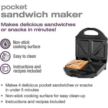 Salton Pocket Sandwich Maker - Black