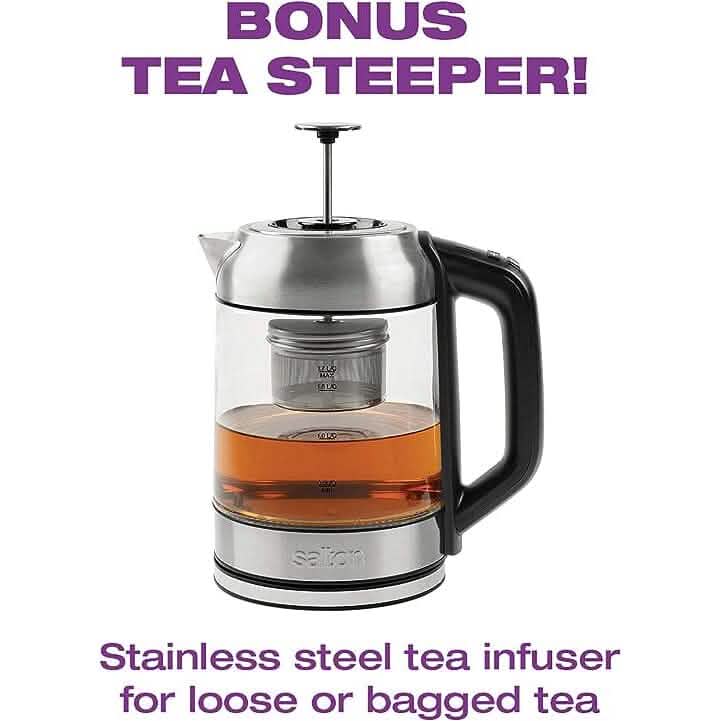 Salton Temperature Control Kettle & Tea Steeper 1.7 L/Qt