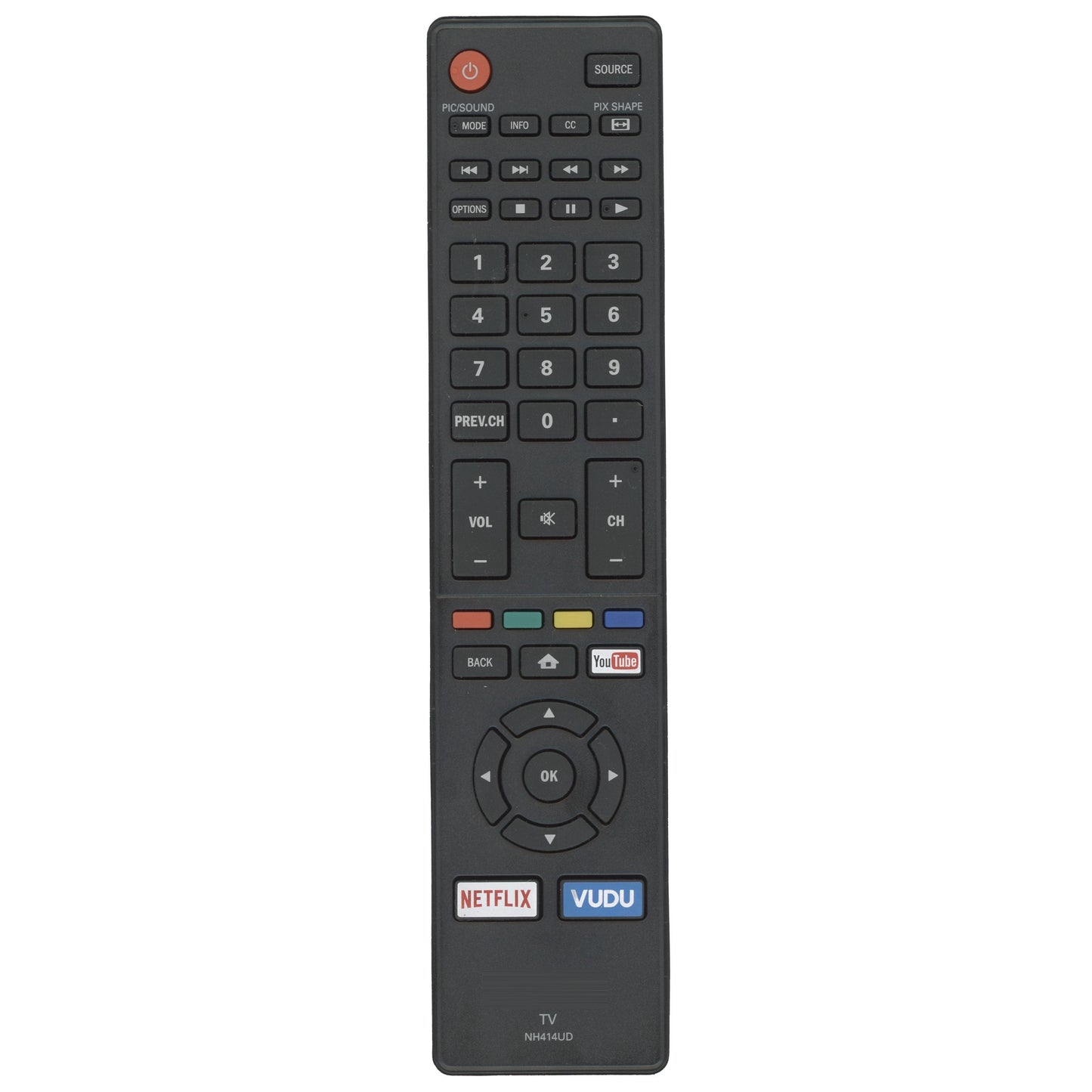 Sanyo NH414UD Smart TV Remote Control | Youtube | Netflix | Vudu - NH414UD