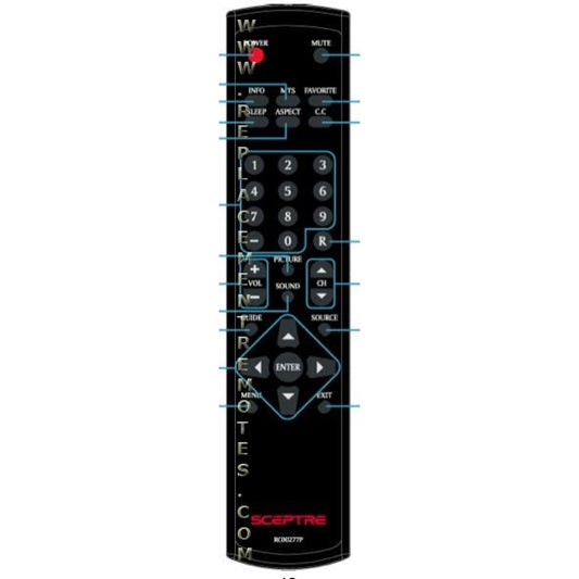 Sceptre RC00277P TV Remote Control