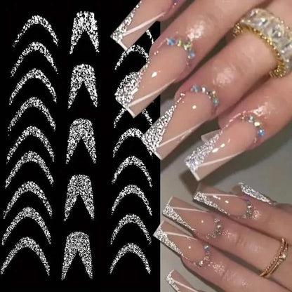 Self Adhesive Glitter Strip Line Nail Art Decals