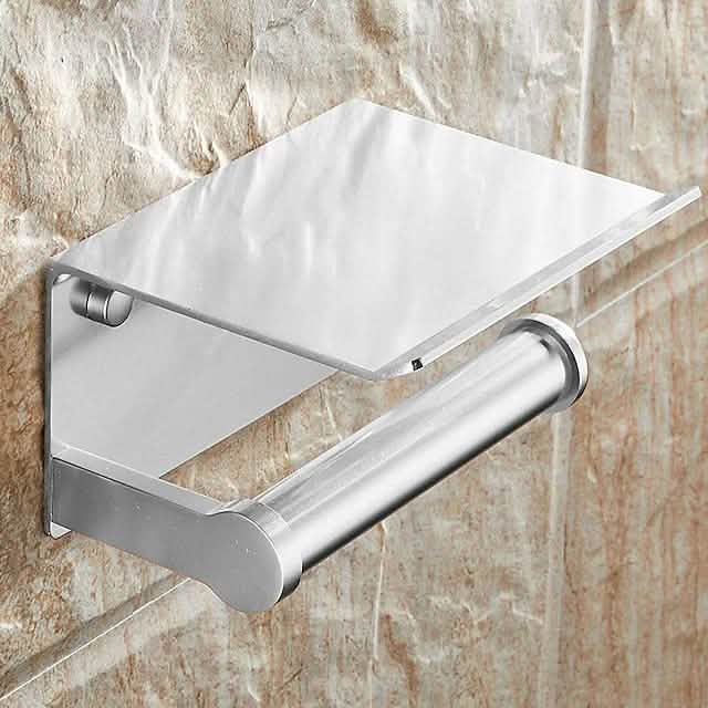 Self-adhesive Toilet Paper Holder With Shelf