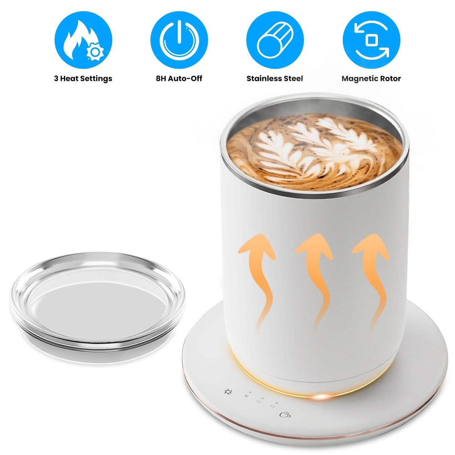 Self Stirring Coffee Mug with Lid Temperature Control 3 Heat Settings