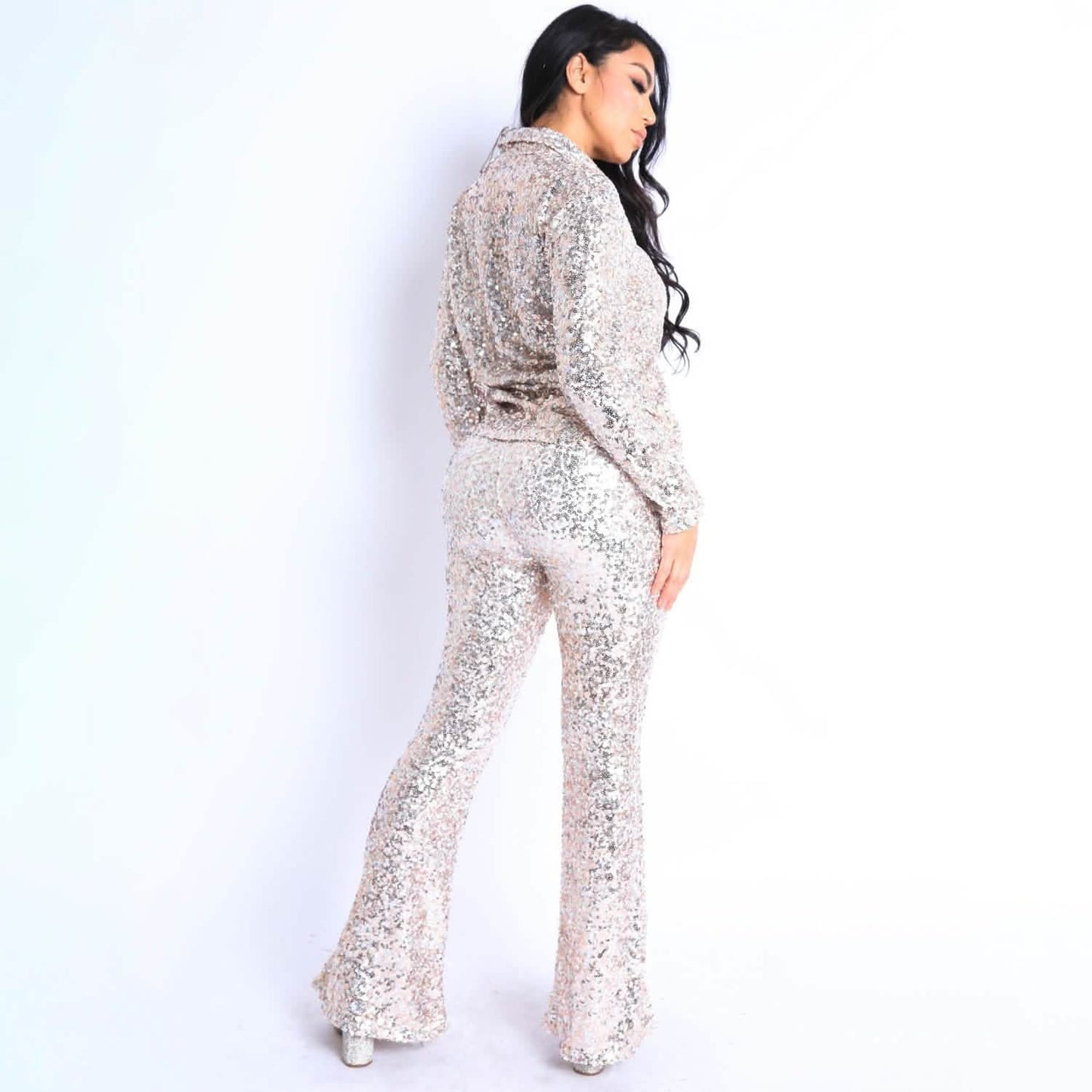 Sequin Button Down Shirt and Pant Set