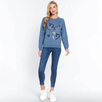 Sequins French Terry Pullover Top