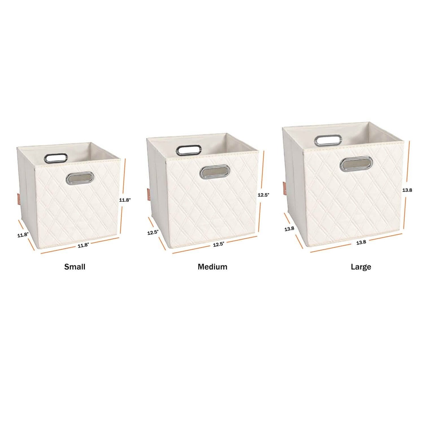 Set of 2: 11-13" Foldable Diamond Patterned Faux Leather Storage Cube Bins