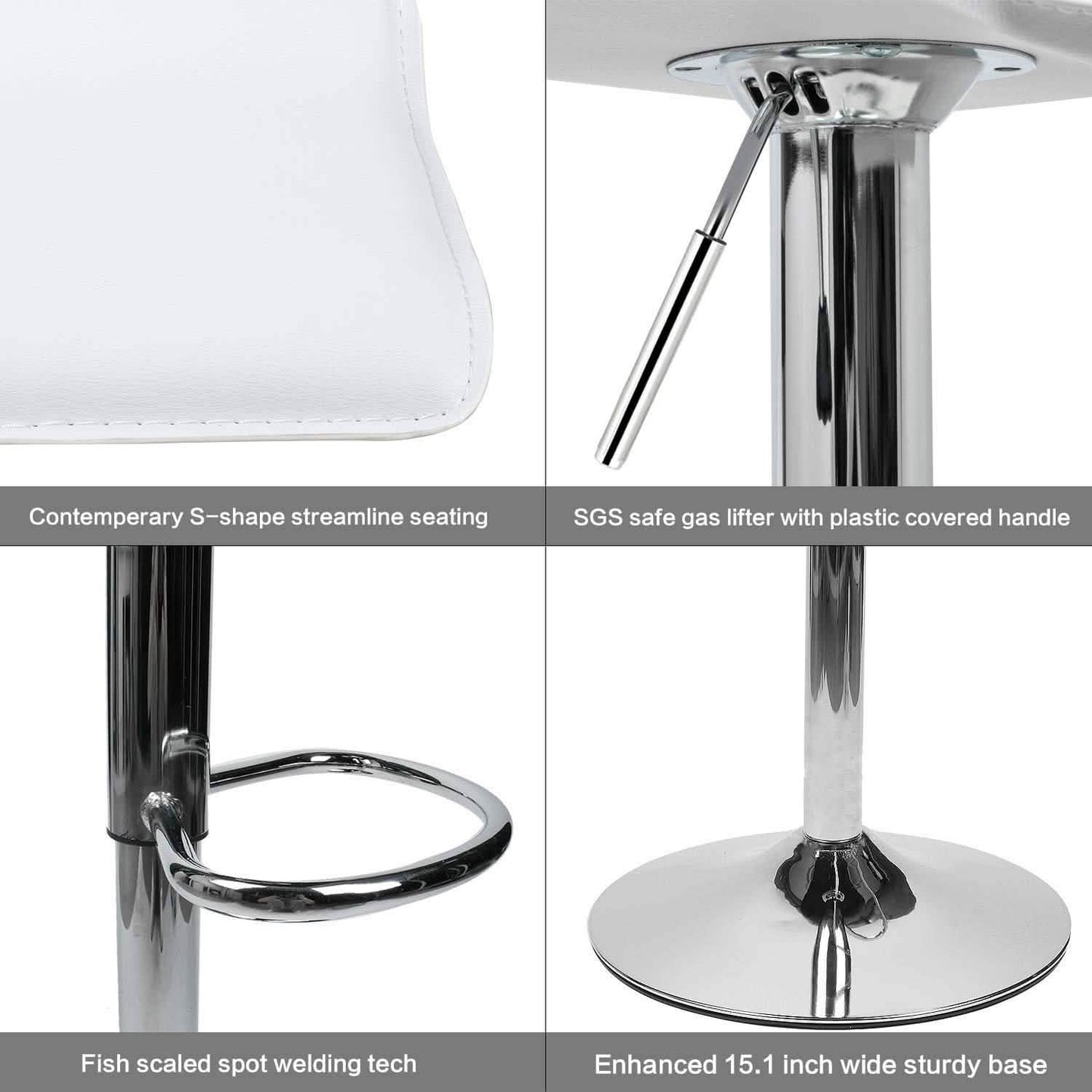 Set of 2: Adjustable Swivel Barstools