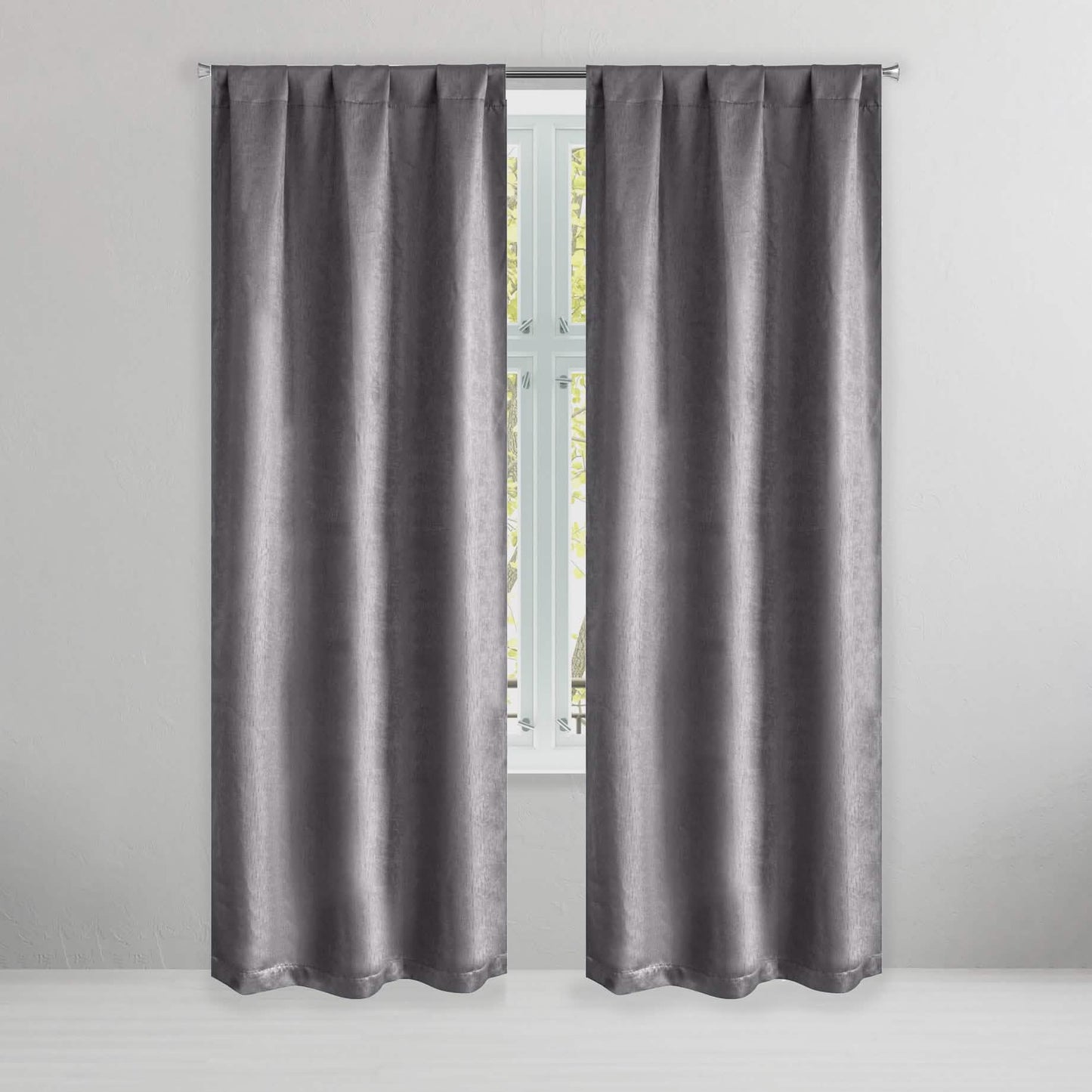 Set of 2: Brushed Textured Blackout Thermal Window Curtain Pair Panel