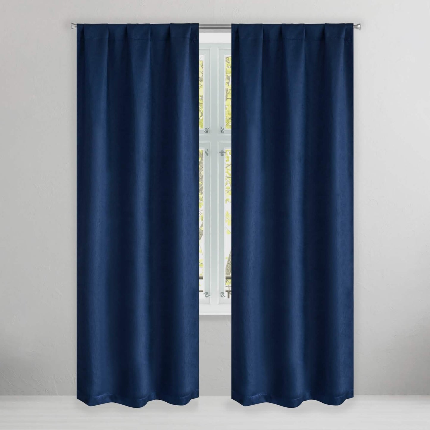 Set of 2: Brushed Textured Blackout Thermal Window Curtain Pair Panel