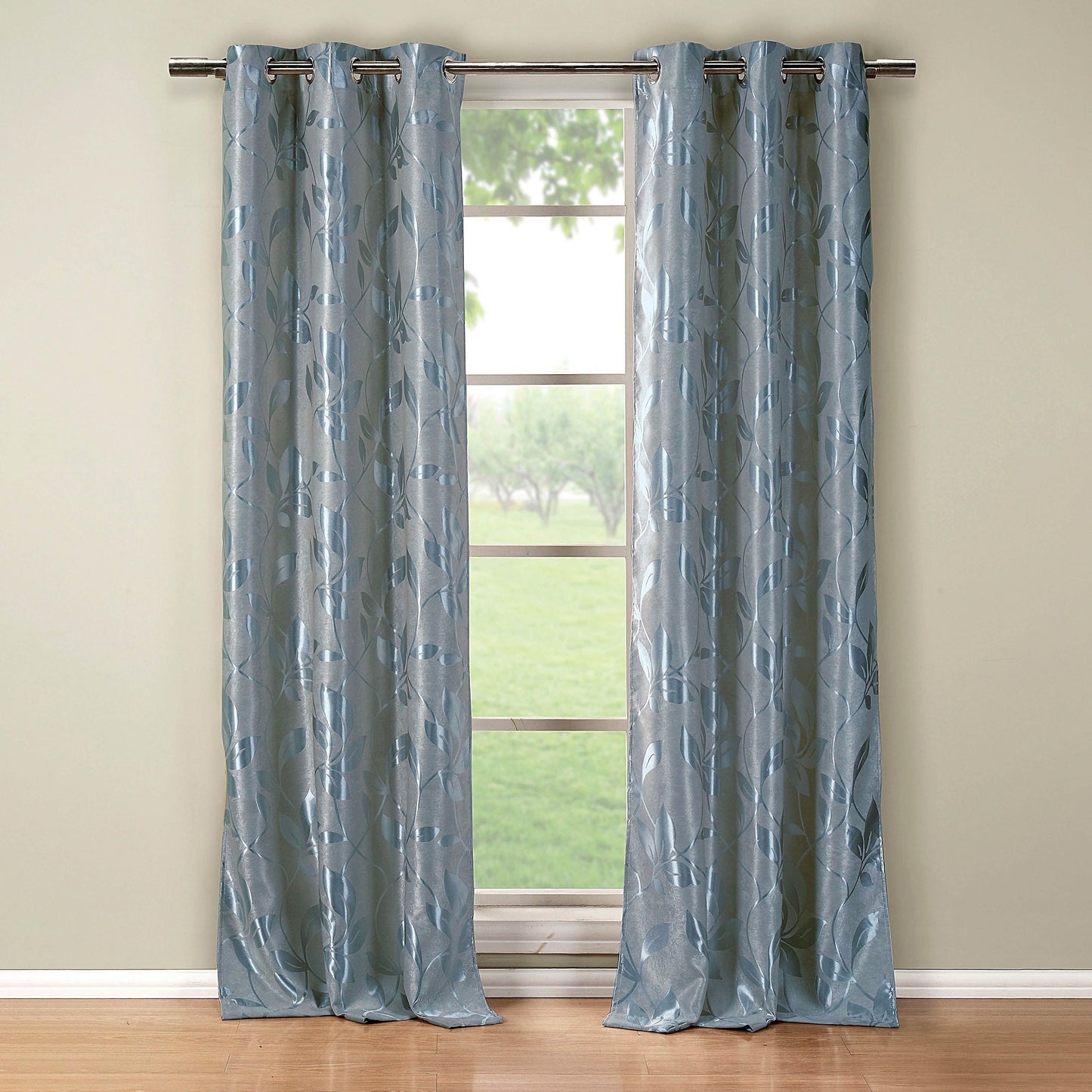 Set of 2: Floral Blackout Grommet Window Curtain Pair Panel