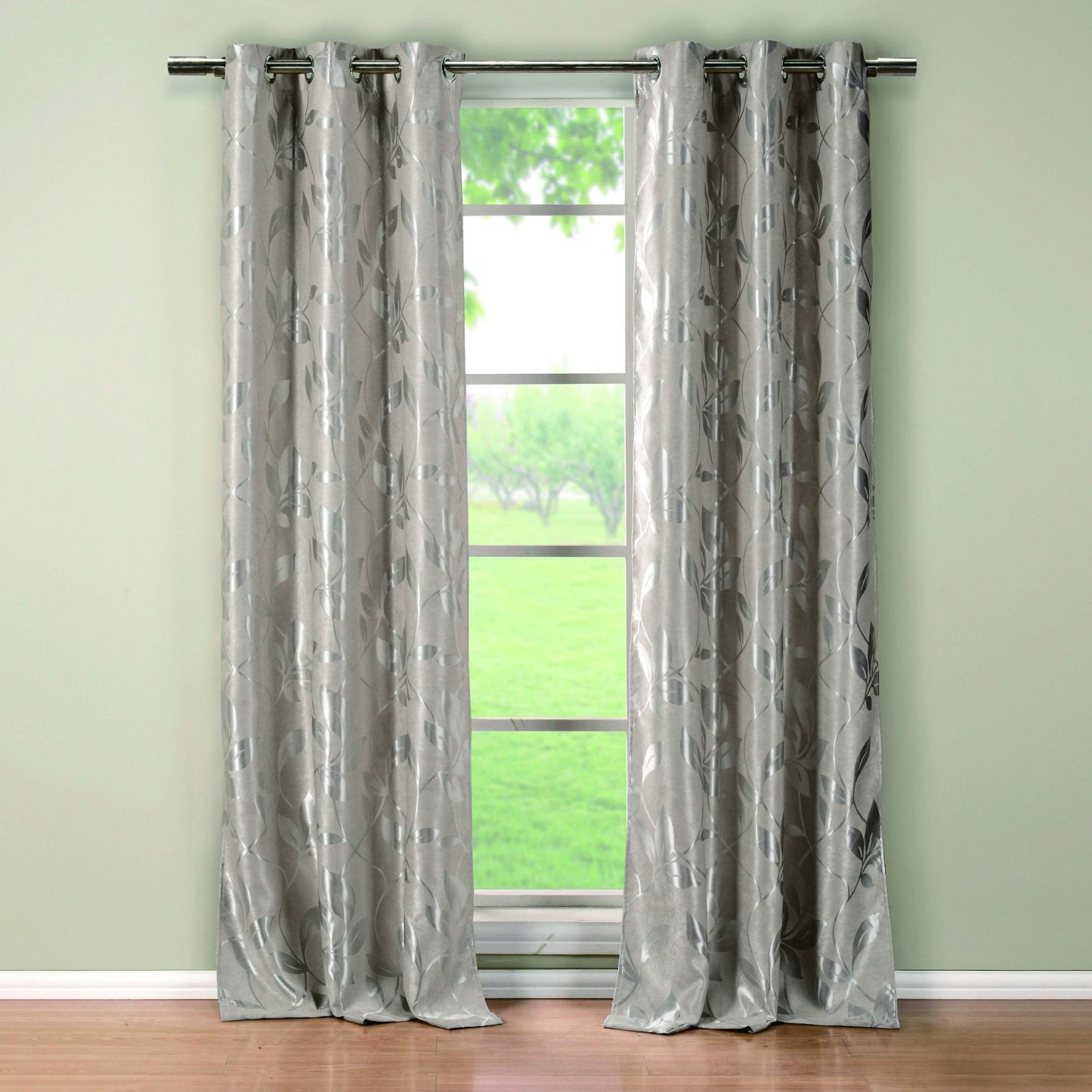 Set of 2: Floral Blackout Grommet Window Curtain Pair Panel