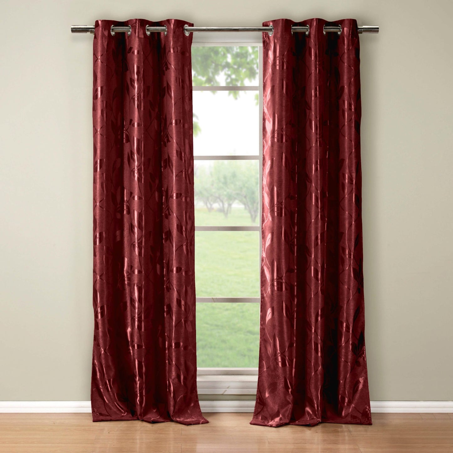 Set of 2: Floral Blackout Grommet Window Curtain Pair Panel