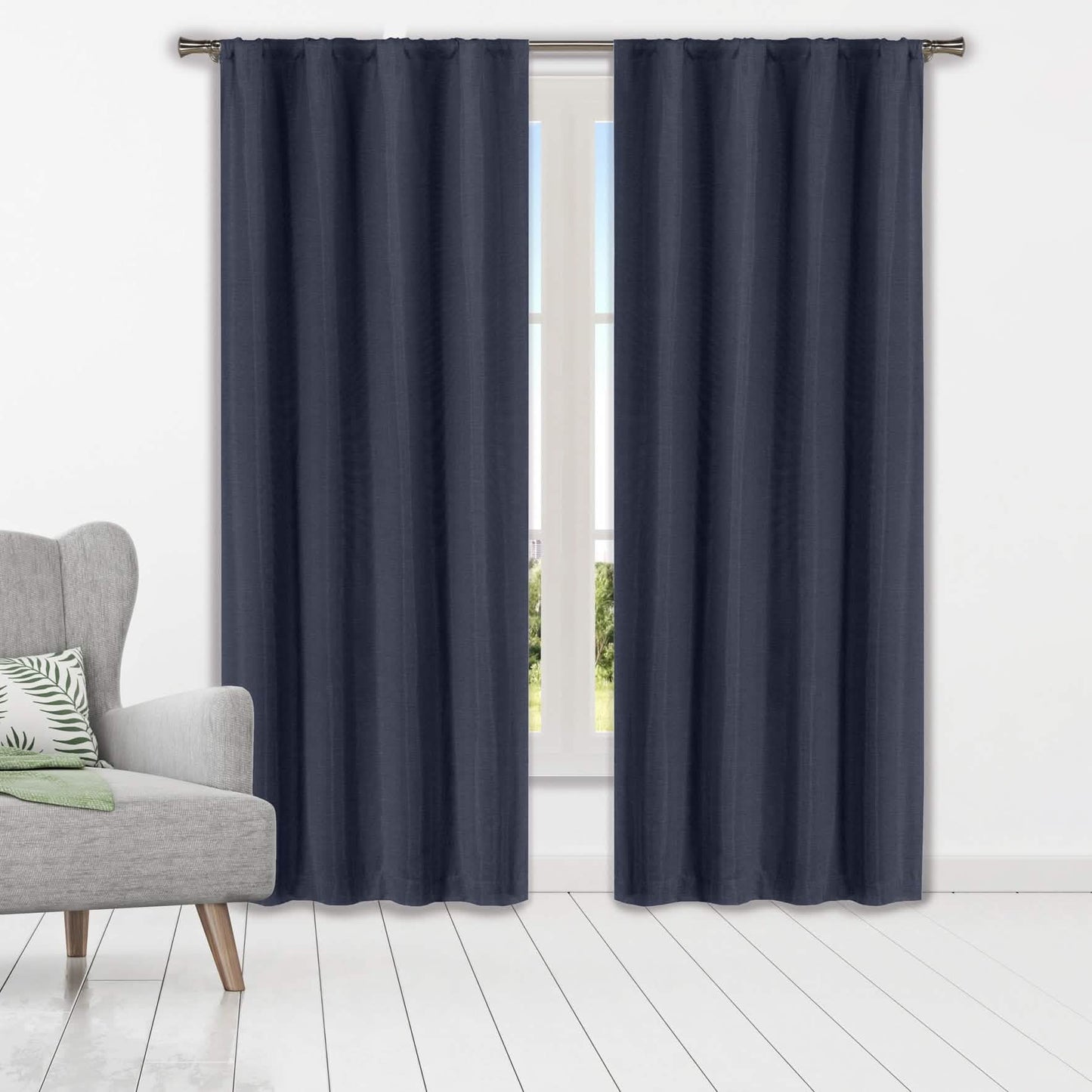 Set of 2: Heavy Solid Textured Blackout Thermal Window Curtain Pair Panel