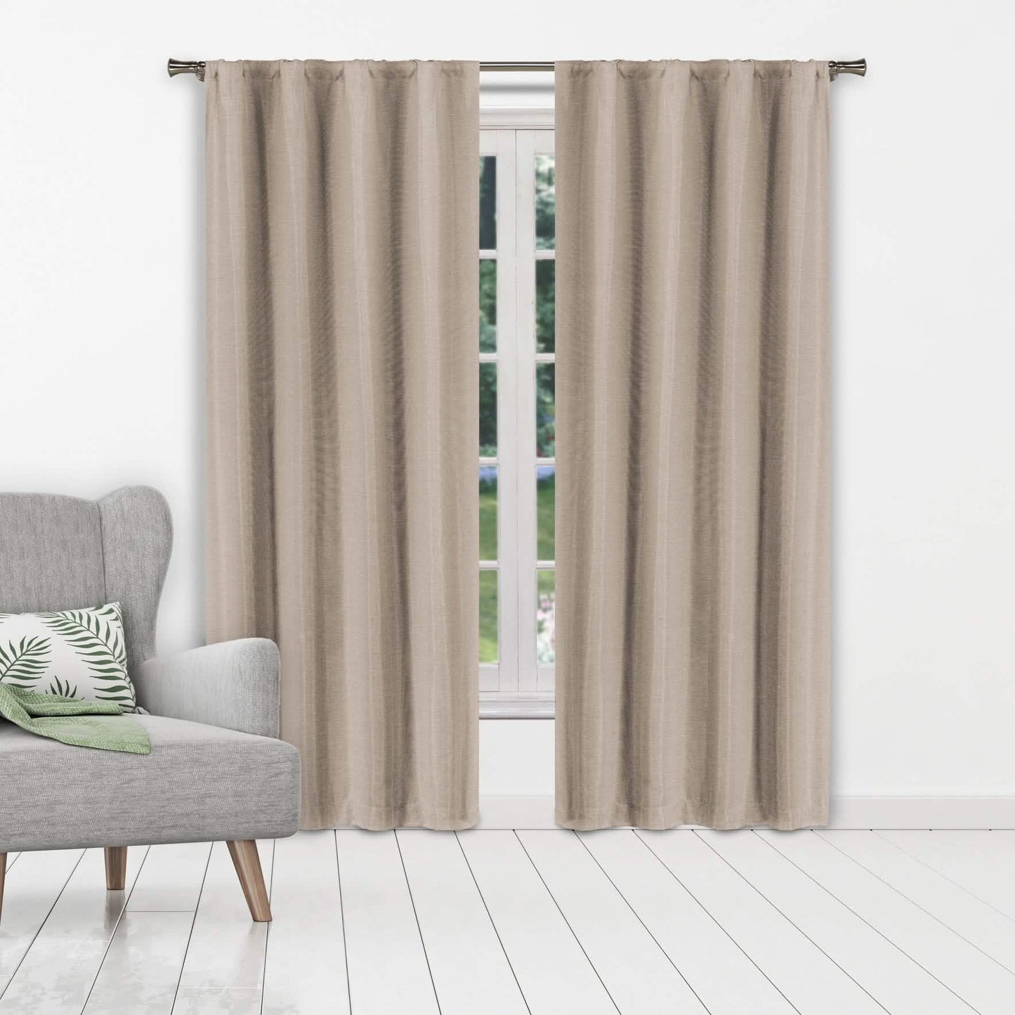 Set of 2: Heavy Solid Textured Blackout Thermal Window Curtain Pair Panel