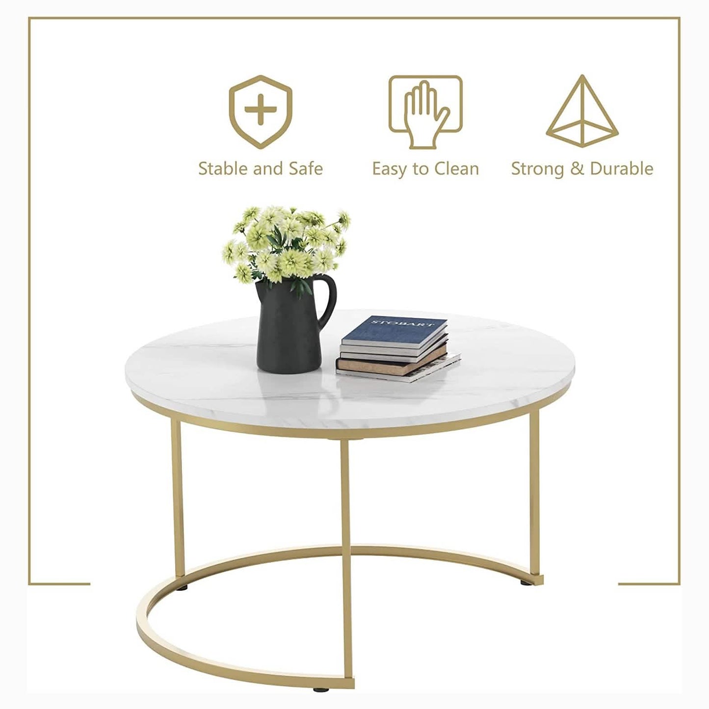 Set of 2: Modern Nesting Side Coffee Tables