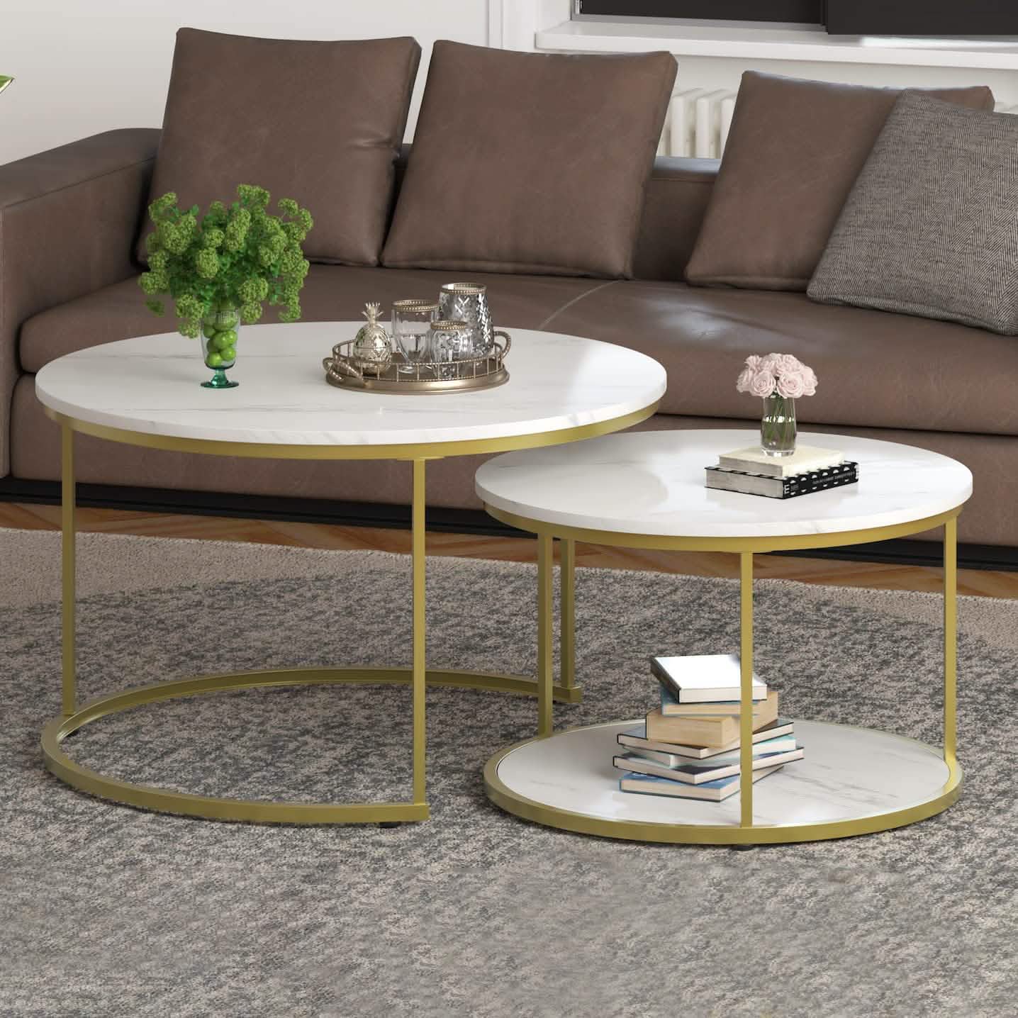 Set of 2: Modern Nesting Side Coffee Tables