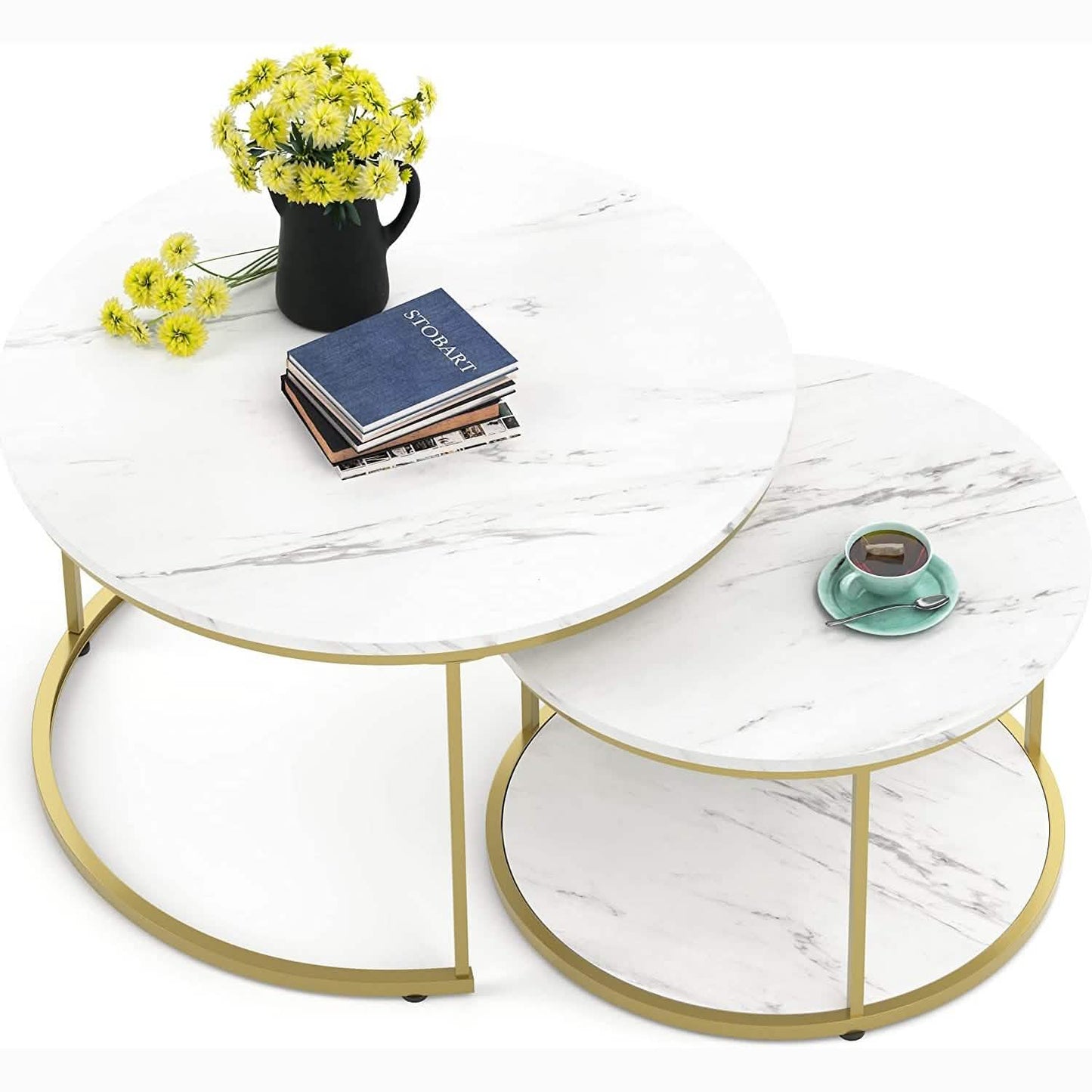 Set of 2: Modern Nesting Side Coffee Tables