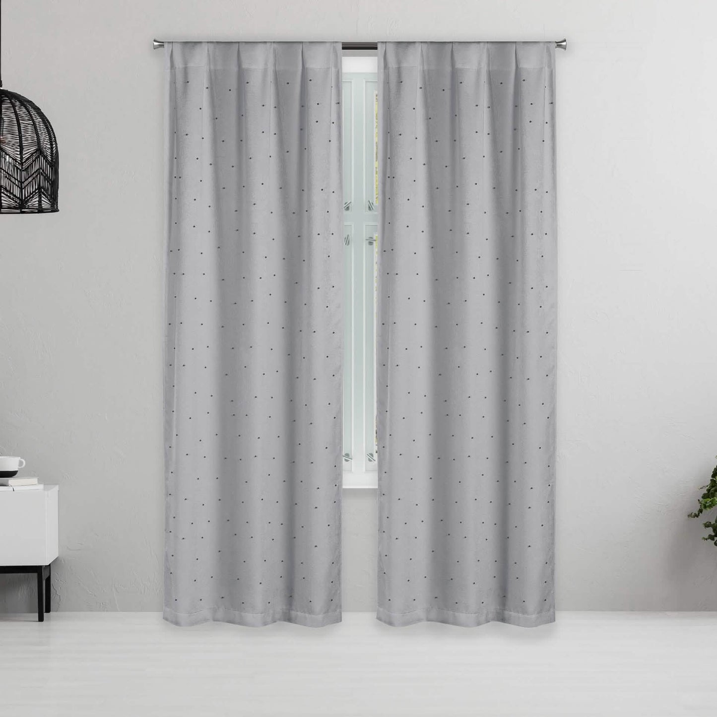 Set of 2: Pearl Detailing Design Blackout Window Curtain Pair Panel