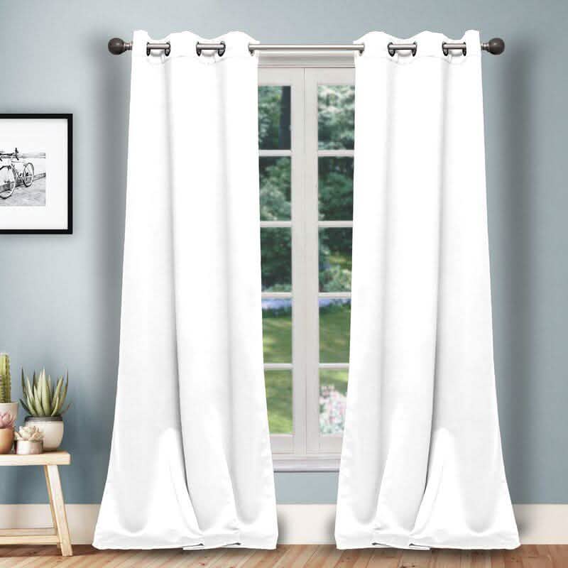 Set of 2: Solid Heavy Blackout Magnetic Window Curtain Pair Panel
