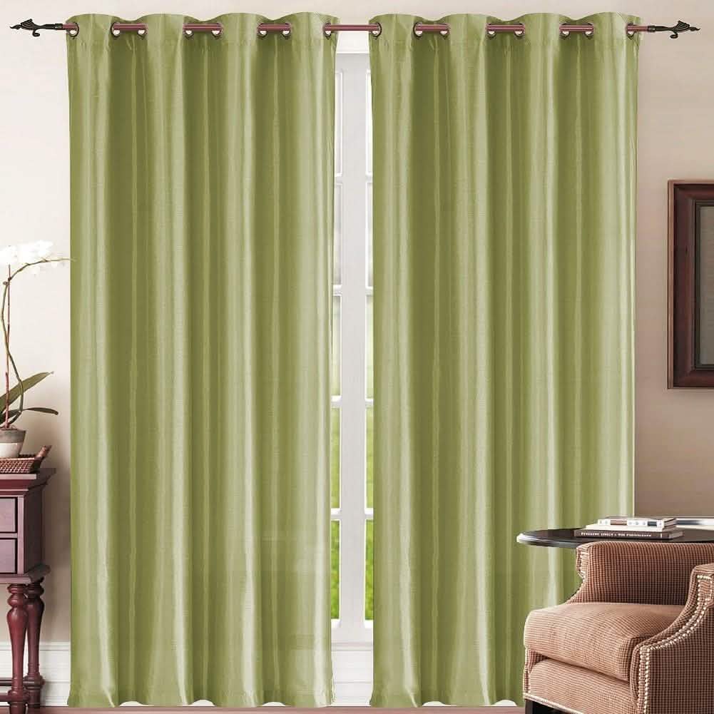 Set of 3: Grommet Curtain Panels - Sage