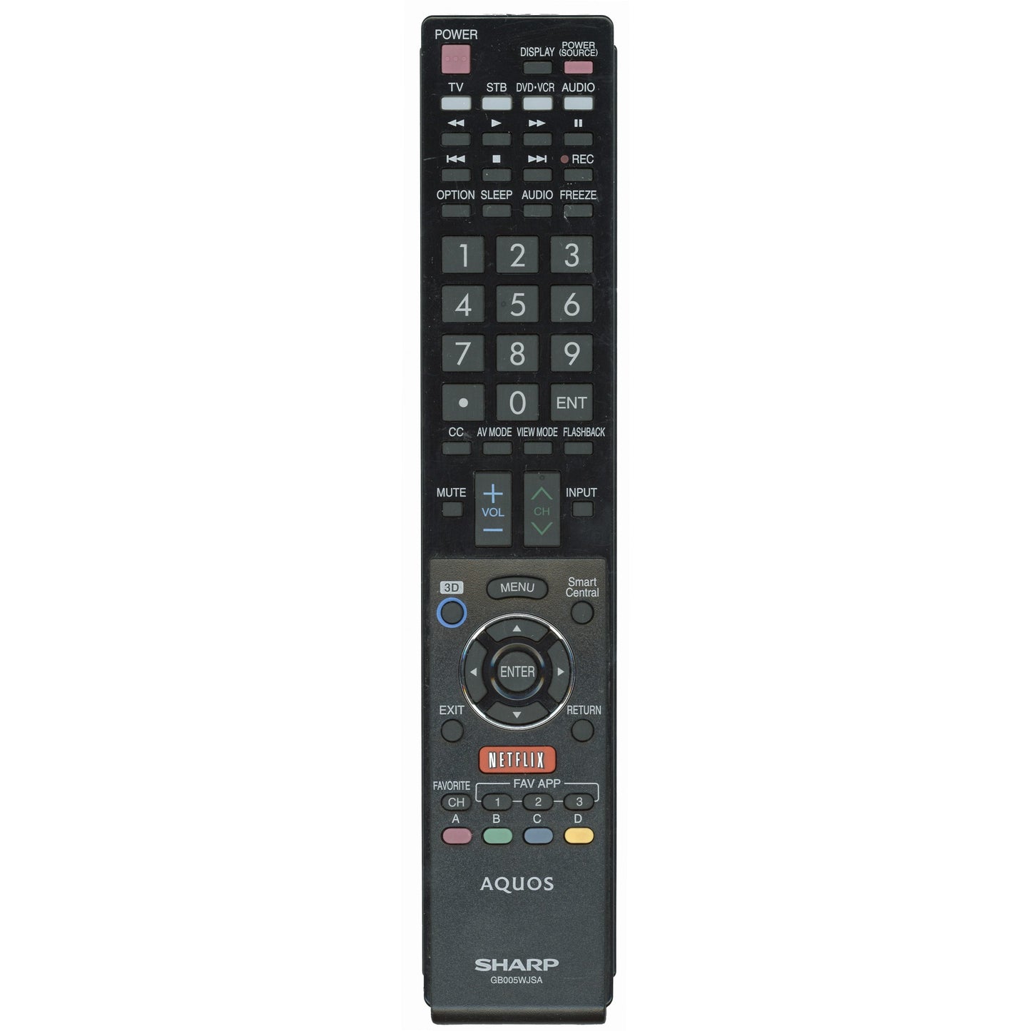 Sharp GB005WJSA AQUOS Smart TV Remote Control | IR | Netflix - RRMCGB005WJSA