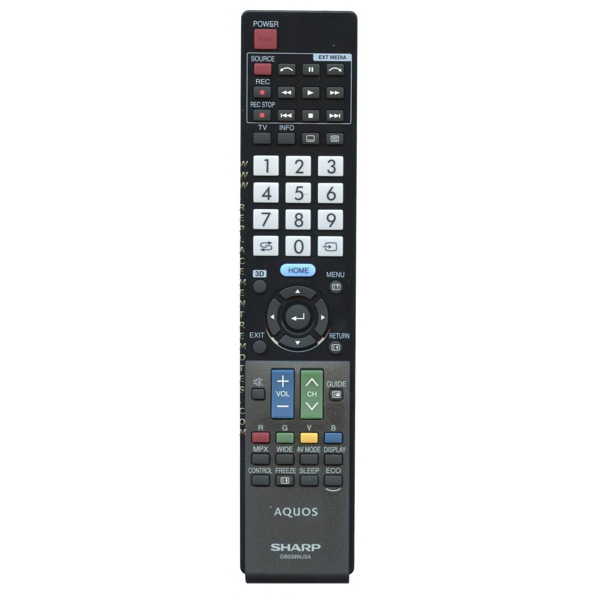 Sharp GB039WJSA AQUOS TV Remote Control - RRMCGB039WJSA