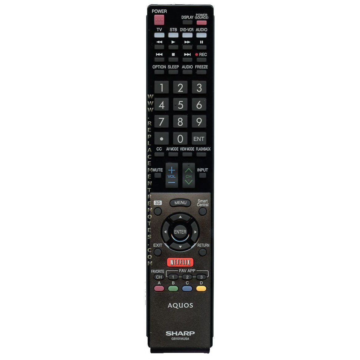 Sharp GB105WJSA Aquos Smart TV Remote Control | IR | Netflix - RRMCGB105WJSA